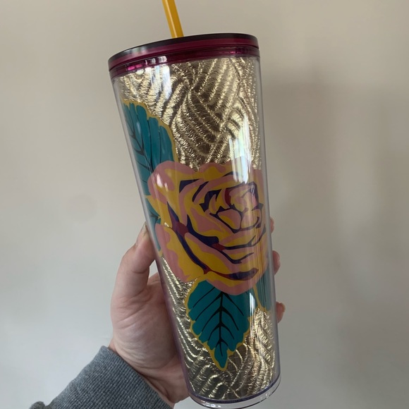 Starbucks Other - Starbucks gold foil quilted floral tumbler fall 2020